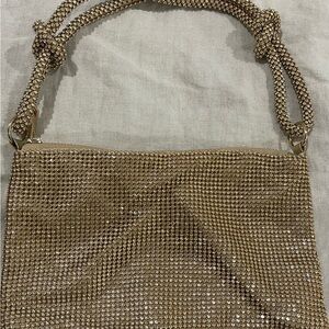 Gold Rhinestone Beaded Shoulder Bag / Evening Bag